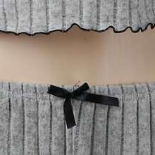 Traje con tirantes roscados para mujer, traje para el hogar para mujer (tirantes + pantalón) - Gris - Ver 3