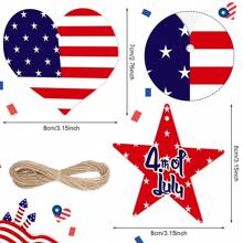 4th Of July Hanging Decorations Wooden Star American Flag Sign Patriotic Decor For Home Holiday Party Favors