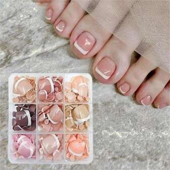 216st Tånagel Nail French Nail, Nail Patch Tånageln Nail Summer T Kort stil tånagel Färdiga nagel franska nagel, lämplig för nagelsalong, hemma DIY, semesterpresenter.