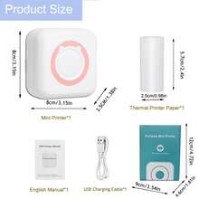 22pcs Mini Wireless Portable Photo Printer Black And White Printer, Mini Sticker Printer Compatible With IOS Android Non-Color Printing, Bluetooth - B - View 17