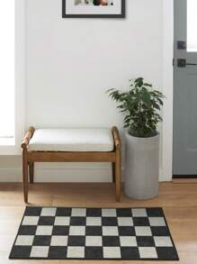 Classic Checkerboard Pattern Runner Rug, Ideal For Hardwood Floors In Entryways, Laundry Rooms, Hallway, Bedrooms, Kitchen, Room Decor, And Entryway - Indoor All-Season Home Decor, Stylish Long Floor Mat, Washable & Non-Slip, Perfect For Home Use As A Hallway Rug, Area Rugs Living Room, Black And White Tones, Bedside Rug, Kitchen Rugs, House Decor | Kitchen Decor