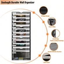 Senhoglb Metal Hanging Wall Files 13 Tier In Tray Wall File Holder A4 Mesh Magazine Storage Rack Mail Organiser For Wall Black - Black1 - View 3