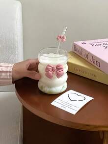 Butterfly Princess Series Glass Straw Cup - Coffee Straw Cup, Bubble Tea Straw Cup With Bowknot Glass Straw - Excellent Choice For Holiday/Birthday Gifts! - Multicolor - View 9