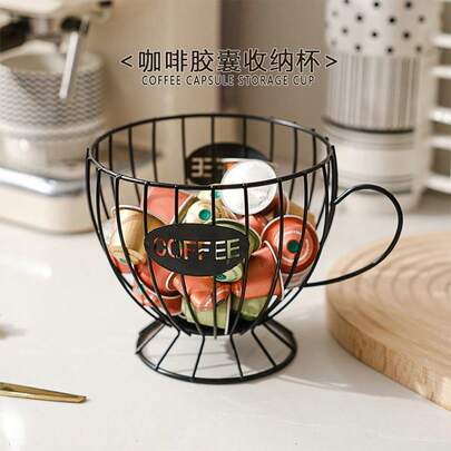 Porta Cápsulas De Café Aramado Dourado e Preto Ferro Resistente