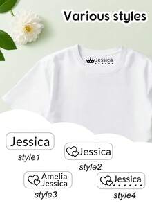 1 个印章 + 100 个姓名贴纸 - 儿童定制签名印章、儿童返校用品、个性化卡通图案姓名印章、DIY 定制卡通自墨姓名印章、签名印章用于签名姓名、儿童服装姓名印章防水、重现您的笔迹签名