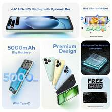 itel Mobile A50 Black 4G Dual SIM 6.6" 3GB RAM+64GB ROM,5000mAh,8MP Main Camera,Android 14 Mobile Phone - Black - View 2