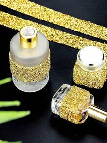 1 Roll DIY Gold Self-Adhesive Rhinestone Tape, Gold Rhinestone Strips, Diamond Crystal Rhinestone Tape Sticker, Shiny Rhinestones For Furniture, Mirrors, Frames, Crafts, Fabrics, Cars, Clothing, Bottles, Cakes, Phones, Birthday, Wedding Decor - Gold - View 9
