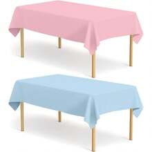 1/2 Stücke 54x108 Zoll Einweg-Kunststoff-Tischdecke - rosa & blaue rechteckige Tischdecke perfekt für Gender Reveal, Geburtstags- und Feierlichkeiten, wasserfest, fettabweisend