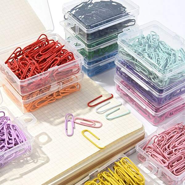 Coloured Paper Clips,50 PCS Paper Clips,Coloured Metal Paper Clips Paper Clips,Paper Clips Clamps Document Paper Clips With Box For Office School Stationery Document Classified Storage(28mm),Back To School,School Supplies
