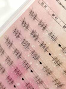 72pcs Winged Fox Style Curly Down Lashes, Cartoon Pop Idol Graphic, Flared Knot-Free 3-Step Natural Lashes For Beginners - B - View 4