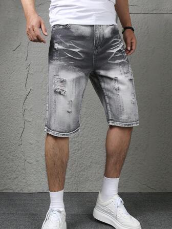 Teen Boys Fashionable Straight Leg Mid-Length Denim Shorts