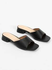Women's Slip-On Mule Slippers, New Soft Leather Summer Sandals, Casual Comfortable Chunky Heel Versatile House Slides