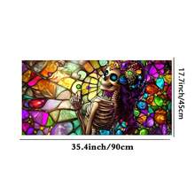 1 Rolle leicht zuschneidbare einseitig bunte Skelett Fensterfolie mit Frosteffekt, statische Haftung ohne Klebstoff, Buntglas Fensterfolie Kunst Dekoration, Fensteraufkleber, Fenstersticker