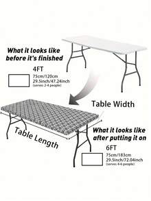 1pc Baroque Style Rectangular Tablecloth With Flowering Shrub Pattern, Elastic Fit For 6ft Folding Table, Washable For Picnic, Camping, Outdoor Events, Graduation Party Decor - Multicolor - View 7