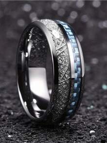 1 خاتم من الياف الكربون والخشب الطبيعي على شكل لمعان النجوم القادر بقطر 8 مم، خاتم ثنائي اللون فضي/ذهبي للخطوبة