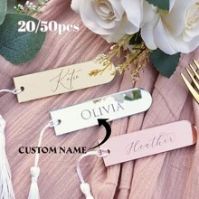 10/30/50個個性化壓克力流蘇姓名牌，客製化婚禮座位卡，適用於婚禮、派對、永恆之愛、伴娘禮物、獨特禮物 - 多色1 - 查看 1