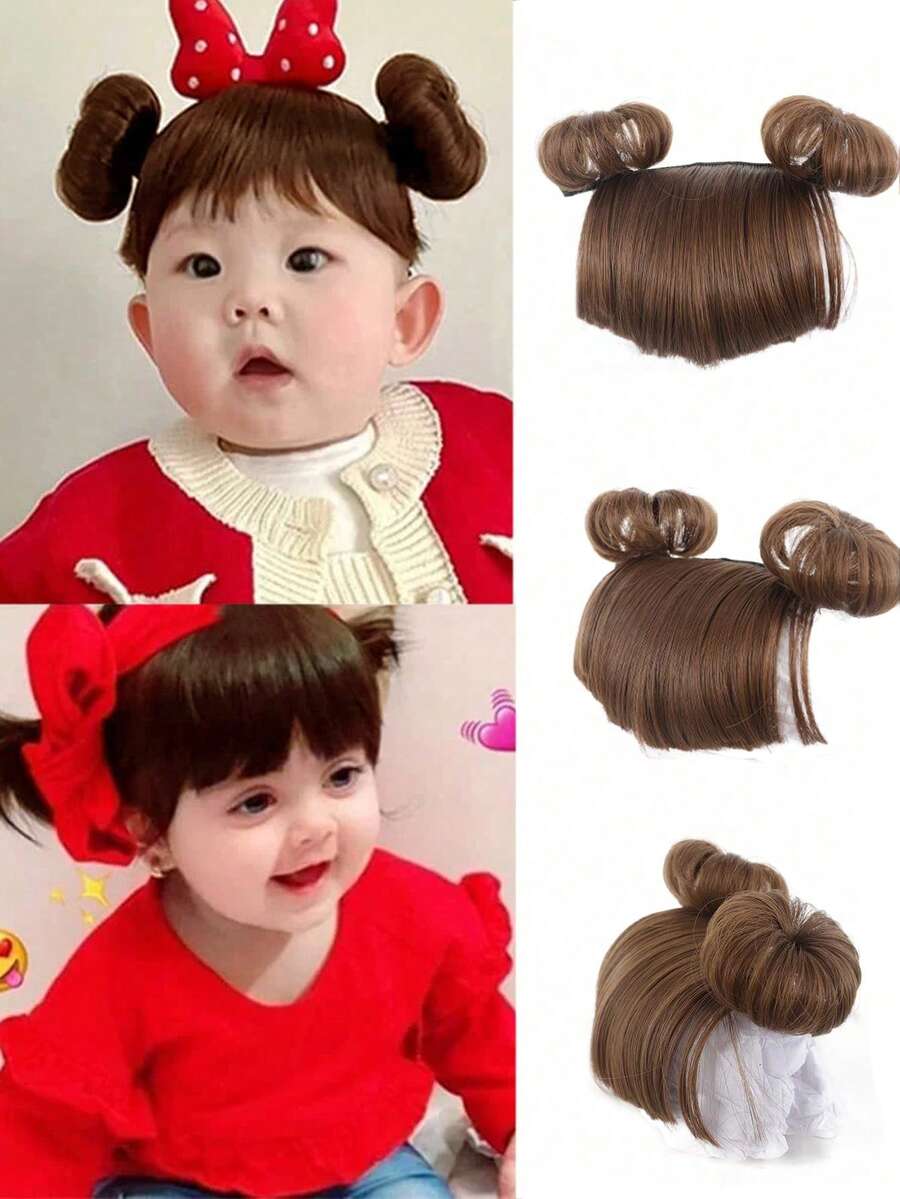 Synthetic Girl Baby Children's Fake Bangs Wig With Rubber Hairband Bangs Chignons Daily Wear Bangs Cosplay Hairpieces Accessories - Brown - View 1