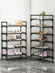 1pc 6/7 Layers Shoe Storage Rack, White/Black Bracket Bold Upgrade Shoe Shelf, Can Store 20 Pairs Of Shoes, Bags, Hats, Jackets And Umbrellas, Suitable For Entrance Hall/Apartment/Dormitory