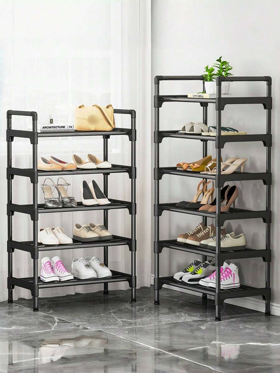 1pc 6/7 Layers Shoe Storage Rack, White/Black Bracket Bold Upgrade Shoe Shelf, Can Store 20 Pairs Of Shoes, Bags, Hats, Jackets And Umbrellas, Suitable For Entrance Hall/Apartment/Dormitory