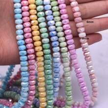 20 Stücke/Beutel 6x8mm facettierte Glasperlen in Macaronfarben für Schmuckherstellung, Sommerfarben, DIY Halskette, Handyketten, Raumperlen