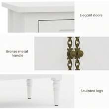 SUNVIVI Sideboard With 4 Doors, Mid-Century Console Table With Adjustable Shelves, Accent Cabinet For Entryway, Living Room, Dining Room - 1White - View 3