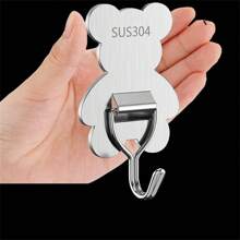 1pc Stainless Steel Mop And Broom Holder, Wall Mounted With Hooks, No Drilling Easy Installation, Polished Surface, Space Saving Home And Bathroom Organizer, Practical Hooks