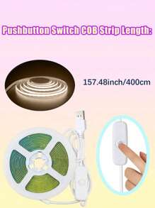 1pc 3.28ft-16.4ft LED Light Strip, 320 LEDs/M, Button Control, 3 Color Temperature Options, Suitable For Party, Room, Kitchen, Home TV, Household Decoration