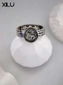 1pc Fashion Metal Flower Pattern Vintage Western Cowboy Style Adjustable Bracelet, Unisex