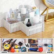 4/8/16pcs Plastic Table And Drawer Storage Partitions, Adjustable Partition Storage System, Suitable For Offices, Dormitories, Homes - No Power Required Organizer Storage Travel Summer - Multicolor - View 2