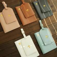 2pcs/Set Travel Essential Kit - Customized Synthetic Leather Passport Cover And Customized Name Luggage Tag, Foldable Lightweight, Open And Close Style, Great For Outdoor Trip And Travel Gift, Multiple Styles