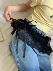 1pc Lace-Up Ruffle Hem Waist Belt, Suitable To Pair With Jeans, Skirts, Hoodies, Culottes, Apron, Curtains - Multicolor - View 6