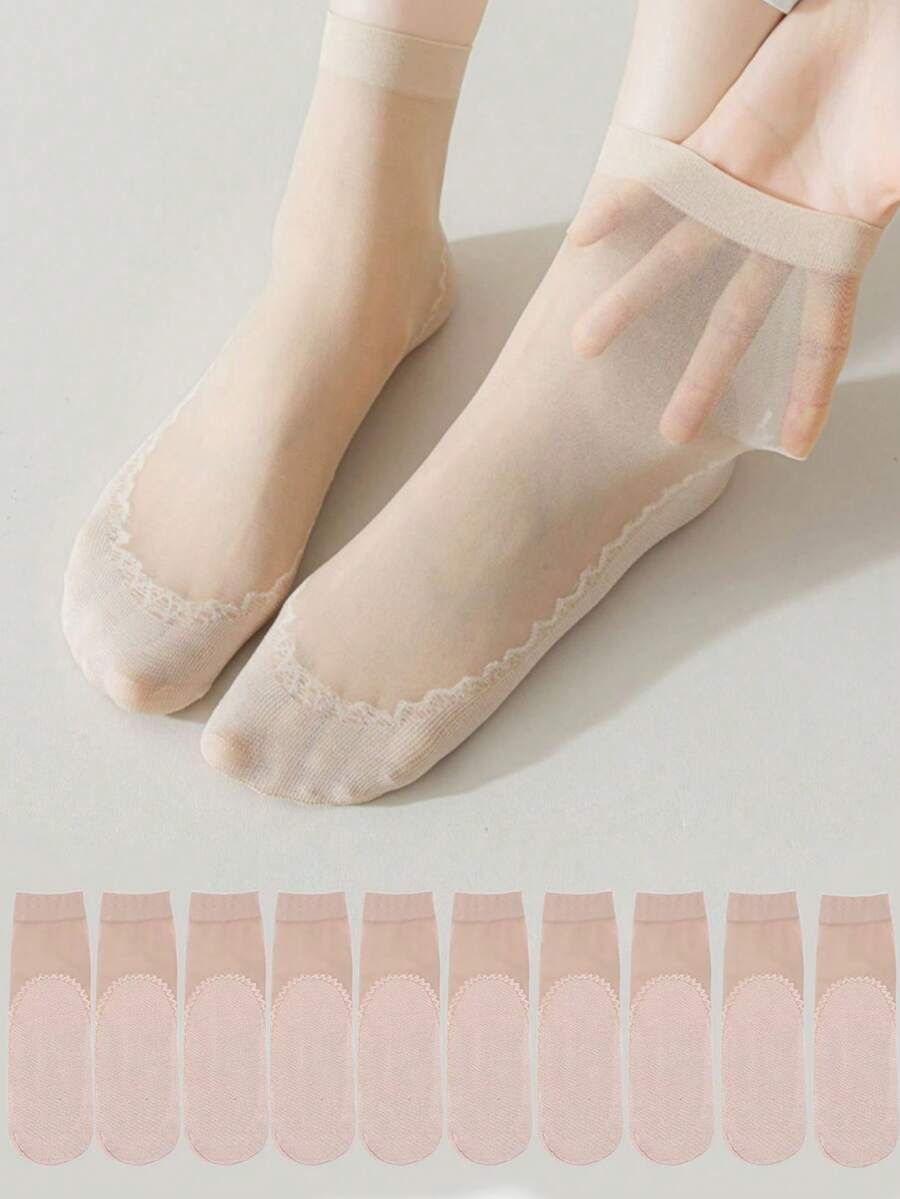 10 Pairs Women's Versatile Thin Steel Wire Spring/Summer Long Invisible Anti-Hook Seamless Stockings - Color - View 1