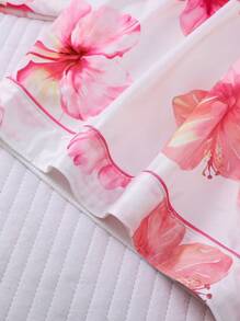 Conjunto de pijama de 2 piezas con estampado floral hawaiano para mujer, blusa de manga corta con cuello y pantalones cortos de cintura elástica, ropa de dormir de moda para fiestas de vacaciones y uso casual en casa