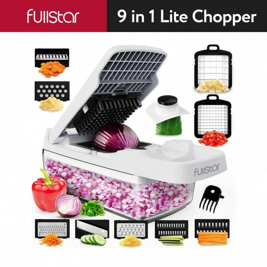 Fullstar Vegetable Chopper - Vegetable Slicer - Onion Chopper With Container - Pro Food Chopper - Slicer Dicer Cutter - Kitchen Gadgets - Chopping - Blade - Handy Set Utensils Stainless Steel - 9 In 1 Lite - View 1