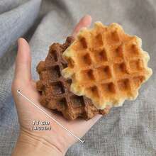 1pc, 4.33 Inch High, PU Material Realistic Round Waffle Bread, Authentic Chocolate Muffin Fake Food, Food Toys Model Display Decor, Photography Stage Props, Christmas Gift, New Year Gift, Party Decoration - Waffles - View 11