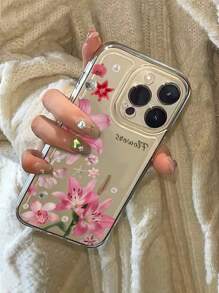 1 Stück kundenspezifische rosa Lilie, Orchideen Blume, Perle, Seestern Muster vollen Schutz Anti-Rutsch transparentes TPU Handyhülle kompatibel mit iPhone 16 Pro Max, 15, 14 Plus, 13 Pro, 12 Pro Max, 11, Xs Max, 8, 7