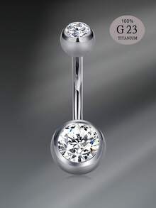 CIZME 1个14g 10mm G23钛钢肚脐环，纯钛肚脐环，女士肚脐穿刺饰品，10mm钛钢肚脐环，方形立方氧化锆肚脐穿刺饰品，14g肚脐环/肚脐钉，14g肚脐环/肚脐钉套装（男女通用），肚脐穿刺饰品 - 銀色 - 查看 6