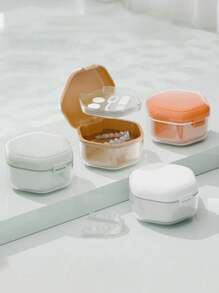 Solid Color Invisible Braces, Orthodontic Retainer Storage Box, Denture Storage And Cleaning Box
