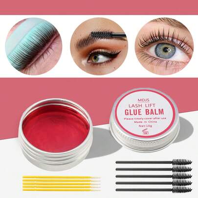 10g Eyelash Lift Glue Set, Includes Solid Eyelash Lift Glue And Eyelash Lift Rod With Brush, Suitable For Eyelash Lifting And Eyebrow Shaping (Glue Not Included), Integrated Eyelash Curler Pad Tool, Accelerates Eyelash Curling Speed (3-Piece Set) Eyelash Glue, Eyelash Glue