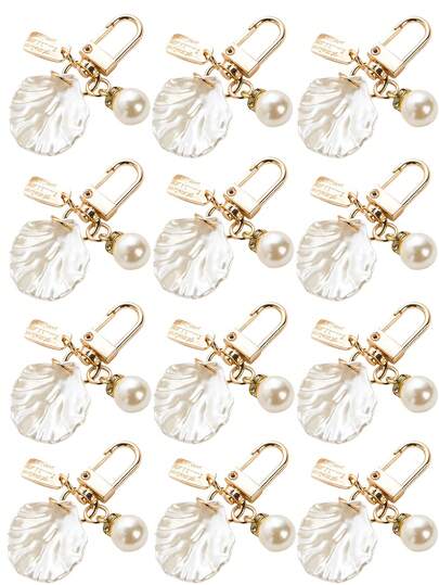 10 قطعة/مجموعة إكسسوارات زخرفية للحقائب والمفاتيح على شكل صدفة مزينة بالخرز والراين ستون، مناسبة كهدايا لعيد الأم وعيد الحب، إكسسوارات للسيارة والحقيبة، تميمة مدرسية بتصميم لؤلؤي جوثي Y2K جميل