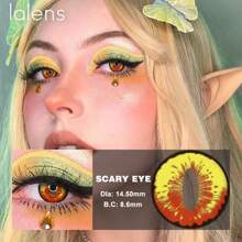 Lalens Lentillas de contacto de color de ojo de gato amarillo sexy "Lalens", lentillas de contacto de ojo de gato blancas para cosplay sexy, lentillas de contacto de color loco "Anime" de 2 piezas con un diámetro de 14.5 mm, una curvatura de 8.6 mm, un contenido de agua anual del 38% y un material hidrófobo rojo del diablo para ojos agrandados, borde bloqueado, populares en Europa y América