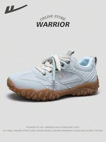 1 Pair 2025 New Warrior Series Women's Casual Sports Shoes, Women's Casual Shoes, Women's Casual Chunky Sneakers, Front Lace-Up Low-Top, Blue Color, Breathable Upper, Elevated Sole, Suitable For Outdoor Running Sports, Fashionable Appearance, Comfortable Wear - Blue - View 1