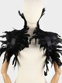 1 件时尚轻盈飘逸披肩领围巾披肩、节日派对斗篷、舞台表演用人造羽毛