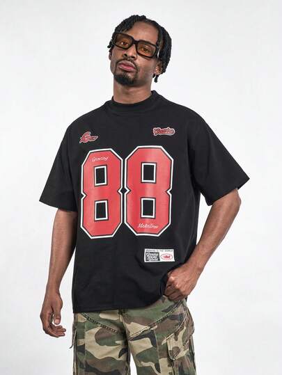 Maglietta a maniche corte traspirante, anti-umidità, elastica con stampa del numero 88, abbigliamento estivo da atleisure