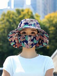 Sonnenhut mit integrierter Gesichtsmaske, atmungsaktiv, windbeständig, nicht dehnbar, geeignet für Outdoor-Radaktivitäten