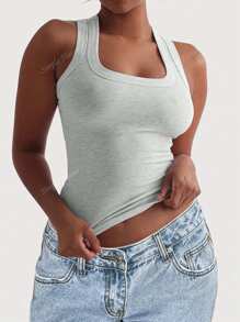 Simple Flavor Women's Summer Y2K Sexy Pure Desire Basic Casual Sports Home Square Neck Vest Top