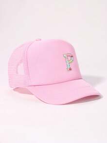 1pc A-Z Letters Baseball CapBaby Boy Toddler Softbrim Pink Sun Baseball Cap, Suitable For Boys And Girls Daily Outing Summer Baby Items Peaked Cap - 1PC - View 64