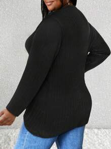 Long Sleeve Textured Cardigan Plus Size Autumn Winter Solid Knitted Coat