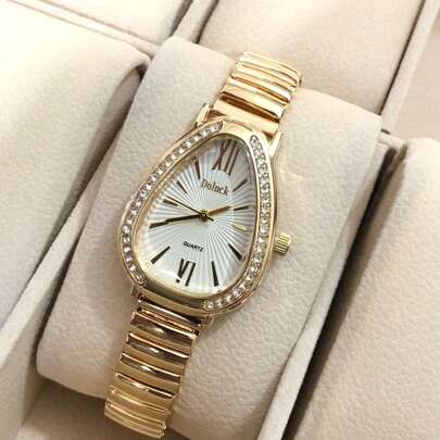 Relógio de Pulso Feminino  Pulseira Elástica e  plástico. Analógico Prata Rosas de ouro