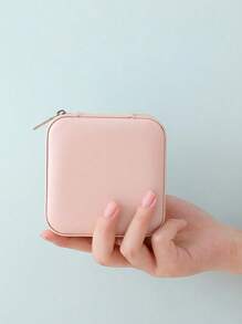 1pc Miniature Jewelry Storage Box, Display Case, Travel Jewelry Organizer Zipper Box For Earrings Necklace Rings, Leather Jewelry Box, Mini Ring And Necklace Storage, Suitable As Valentine's, Christmas, Halloween, New Year Gift For Her, Girl, Girlfriend - Upgraded Version With Anti-Dust And Anti-Oxidation Function, Compact & Portable Accessory Box For Lipstick, Watch